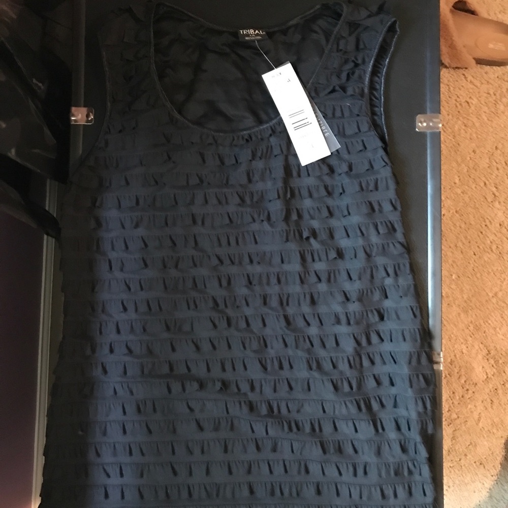 Ruffle Black Tank